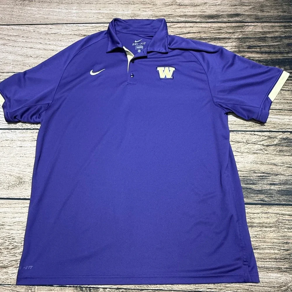 Nike Polo Shirt Mens XL Purple Washington Huskies Dri-FIT Golf 25840X-WH1